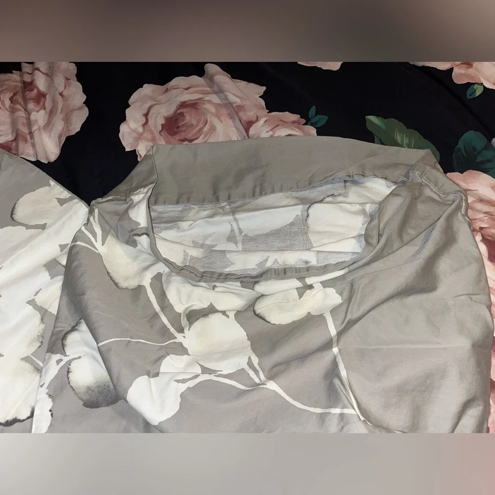 West Elm~ Gorgeous Cream Gray Floral Pillowcases~Cotton~Square 26x26